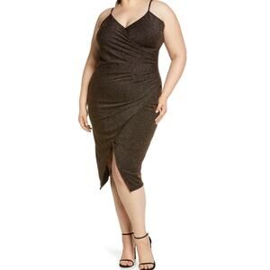 Fourteenth Place dress Cosima Metallic pinstripe faux wrap midi